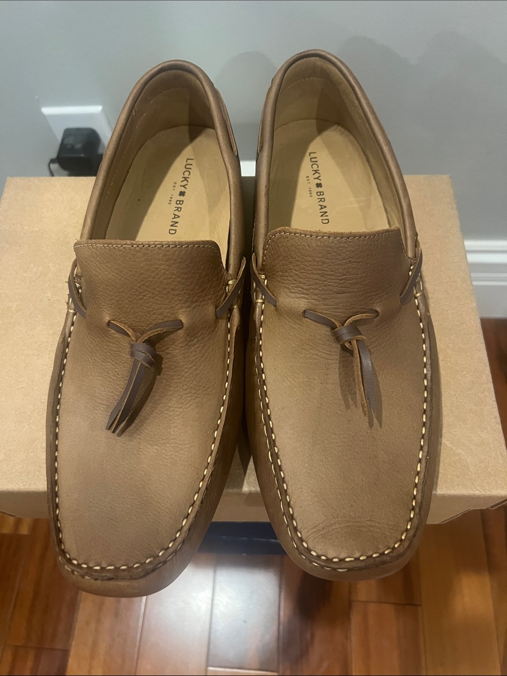 Lucky Brand Tan Leather Tassel Slip-On Loafers